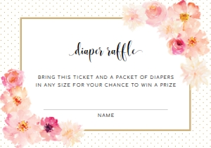 ABV-WHT-2-B1349 - ABBIEVILLE FLORAL - WHITE - DIAPER RAFFLE TICKET - 3.5" x 5": ABV-WHT-1-B1350 - ABBIEVILLE FLORAL - WHITE - BABY SHOWER INVITATION SUITE