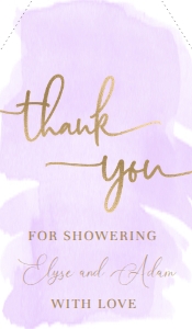 WAT-PUR-6-B329 - WATERCOLOUR PURPLE - GOLD FOIL - THANK YOU FAVOUR TAGS - 1.75" x 3": WAT-PUR-10-B593 - WATERCOLOUR PURPLE - GOLD FOIL - BRIDAL SHOWER GAMES BUNDLE