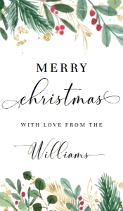 MER-WHT-6-B1383 - MERRIMENT CHRISTMAS - WHITE - FAVOUR TAG - 1.75" x 3": MER-WHT-6-B1383 - MERRIMENT CHRISTMAS - WHITE - FAVOUR TAG