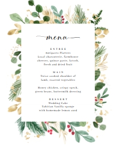 MER-WHT-12-B1277 - MERRIMENT CHRISTMAS - WHITE - MENU - 8" x 10": MER-WHT-12-B1277 - MERRIMENT CHRISTMAS - WHITE - MENU