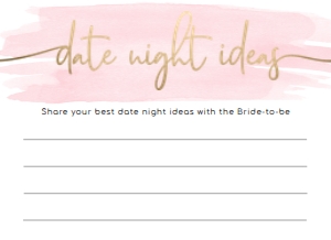 WAT-PNK-10-B588 - WATERCOLOUR PINK - GOLD FOIL - DATE NIGHT IDEAS CARDS - 5.5" x 4": WAT-PNK-10-B593 - WATERCOLOUR PINK - GOLD FOIL - BRIDAL SHOWER GAMES BUNDLE