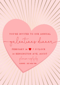 SUN-PNK-1-B1417 - SUN RAY - PINK GOLD - GALENTINES INVITATION - A6: SUN-PNK-1-B1417 - SUN RAY - PINK GOLD - GALENTINES INVITATION