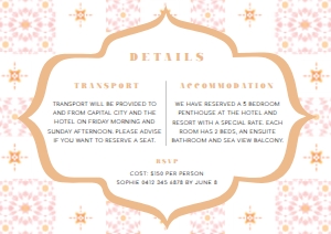 DDF-PNK-2-B941 - DESERT DREAM - PINK TILE - DETAILS CARD - A7: DDF-PNK-1-B943 - DESERT DREAM - PINK TILE - BACHELORETTE WEEKEND INVITATION SUITE