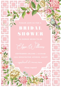 TRI-PNK-1-B1453 - TRIANON - PINK - BRIDAL SHOWER INVITATION - A6: TRI-PNK-1-B1457 - TRIANON - PINK - BRIDAL SHOWER INVITATION SUITE