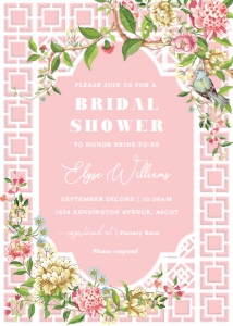 TRI-PNK-1-B1453 - TRIANON - PINK - BRIDAL SHOWER INVITATION - 5" x 7": TRI-PNK-1-B1457 - TRIANON - PINK - BRIDAL SHOWER INVITATION SUITE