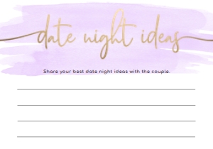WAT-PUR-10-B588 - WATERCOLOUR PURPLE - GOLD FOIL - DATE NIGHT IDEAS CARDS - 3.5" x 5": WAT-PUR-10-B593 - WATERCOLOUR PURPLE - GOLD FOIL - BRIDAL SHOWER GAMES BUNDLE