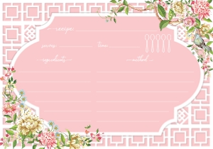 TRI-PNK-2-B1456 - TRIANON - PINK - RECIPE CARD - 3.5" x 5": TRI-PNK-1-B1457 - TRIANON - PINK - BRIDAL SHOWER INVITATION SUITE