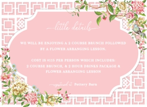 TRI-PNK-2-B1455 - TRIANON - PINK - LITTLE DETAILS CARD - 5.5" x 4": TRI-PNK-1-B1457 - TRIANON - PINK - BRIDAL SHOWER INVITATION SUITE