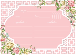 TRI-PNK-2-B1456 - TRIANON - PINK - RECIPE CARD - 5.5" x 4": TRI-PNK-1-B1457 - TRIANON - PINK - BRIDAL SHOWER INVITATION SUITE