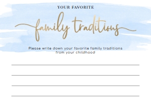 WAT-BLU-10-B1478 - WATERCOLOUR BLUE - GOLD - FAMILY TRADITIONS CARD - 3.5" x 5": WAT-BLU-10-B598 - WATERCOLOUR BLUE - GOLD - BABY SHOWER GAMES BUNDLE