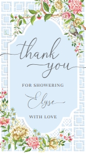TRI-BLU-6-B1459 - TRIANON - BLUE - THANK YOU FAVOUR TAG - 8cm x 4.5cm: TRI-BLU-6-B1459 - TRIANON - BLUE - THANK YOU FAVOUR TAG
