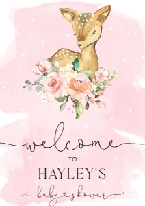 DEE-PNK-3-B1554 - OH DEER - PINK - WELCOME SIGN - A1: DEE-PNK-3-B1554 - OH DEER - PINK - WELCOME SIGN
