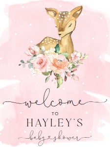 DEE-PNK-3-B1554 - OH DEER - PINK - WELCOME SIGN - 18" x 24": DEE-PNK-3-B1554 - OH DEER - PINK - WELCOME SIGN