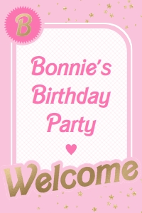 BAR-PNK-3-B1545 - BARBIE - PINK GOLD - WELCOME SIGN - 24" x 36": BAR-PNK-3-B1545 - BARBIE - PINK GOLD - WELCOME SIGN