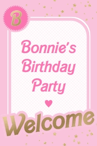 BAR-PNK-3-B1545 - BARBIE - PINK GOLD - WELCOME SIGN - 20" x 30": BAR-PNK-3-B1545 - BARBIE - PINK GOLD - WELCOME SIGN