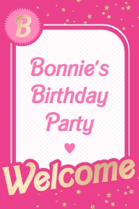 BAR-HPK-3-B1545 - BARBIE - HOT PINK GOLD - WELCOME SIGN - 20" x 30": BAR-HPK-3-B1545 - BARBIE - HOT PINK GOLD - WELCOME SIGN