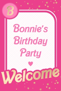 BAR-HPK-3-B1545 - BARBIE - HOT PINK GOLD - WELCOME SIGN - 24" x 36": BAR-HPK-3-B1545 - BARBIE - HOT PINK GOLD - WELCOME SIGN