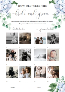 FER-BLU-10-B1588 - FERRAS BLOSSOM - BLUE - HOW OLD WERE THE BRIDE AND GROOM PHOTO GAME - A5: FER-BLU-10-B2472 - FERRAS BLOSSOM - BLUE - BRIDAL SHOWER GAMES BUNDLE