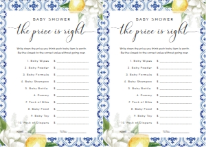 MED-BLU-10-B269 - THE MED - LEMONS - BABY SHOWER PRICE IS RIGHT - LETTER: MED-BLU-10-B279 - THE MED - LEMONS - BABY SHOWER GAMES BUNDLE