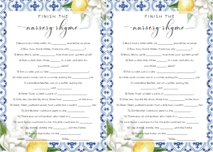 MED-BLU-10-B268 - THE MED - LEMONS - NURSERY RHYME GAME - LETTER: MED-BLU-10-B279 - THE MED - LEMONS - BABY SHOWER GAMES BUNDLE