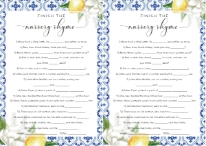 MED-BLU-10-B268 - THE MED - LEMONS - NURSERY RHYME GAME - A4: MED-BLU-10-B279 - THE MED - LEMONS - BABY SHOWER GAMES BUNDLE