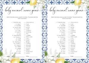 MED-BLU-10-B270 - THE MED - LEMONS - BABY ANIMAL NAME GAME - A4: MED-BLU-10-B279 - THE MED - LEMONS - BABY SHOWER GAMES BUNDLE