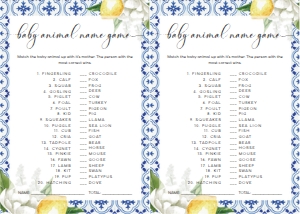 MED-BLU-10-B270 - THE MED - LEMONS - BABY ANIMAL NAME GAME - LETTER: MED-BLU-10-B279 - THE MED - LEMONS - BABY SHOWER GAMES BUNDLE