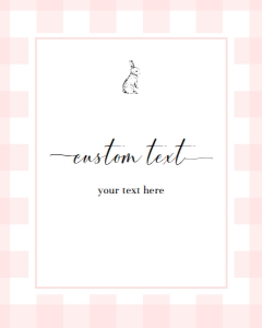 GIN-PNK-7-B504 - GINGHAM - PINK - CUSTOM TEXT SIGN - PORTRAIT - 8" x 10": GIN-PNK-7-B504 - GINGHAM - PINK - CUSTOM TEXT SIGN