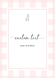GIN-PNK-7-B504 - GINGHAM - PINK - CUSTOM TEXT SIGN - PORTRAIT - 5" x 7": GIN-PNK-7-B504 - GINGHAM - PINK - CUSTOM TEXT SIGN