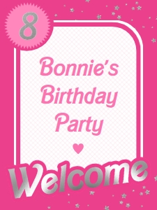 BAR-HPK-3-B1814 - BARBIE - HOT PINK SILVER - WELCOME SIGN - 18" x 24": BAR-HPK-3-B1814 - BARBIE - HOT PINK SILVER - WELCOME SIGN