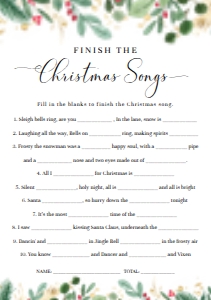 MER-WHT-10-B1623 - MERRIMENT CHRISTMAS - WHITE - CHRISTMAS SONGS GAME - A5: MER-WHT-10-B1623 - MERRIMENT CHRISTMAS - WHITE - CHRISTMAS SONGS GAME