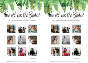NAN-GRE-10-B1650 - NANTUCKET PALM - GREEN - HOW OLD WAS THE BRIDE PHOTO GAME - LETTER: NAN-GRE-10-B1045 - NANTUCKET PALM - GREEN - BRIDAL SHOWER GAMES BUNDLE