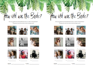 NAN-GRE-10-B1650 - NANTUCKET PALM - GREEN - HOW OLD WAS THE BRIDE PHOTO GAME - A4: NAN-GRE-10-B1045 - NANTUCKET PALM - GREEN - BRIDAL SHOWER GAMES BUNDLE