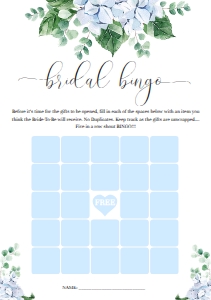 FER-BLU-10-B1664 - FERRAS BLOSSOM - BLUE - BRIDAL BINGO GAME - 25 SQUARE - A5: FER-BLU-10-B2472 - FERRAS BLOSSOM - BLUE - BRIDAL SHOWER GAMES BUNDLE