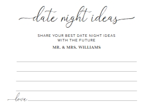 QSC-WHT-10-B1684 - QUINN SCRIPT - WHITE - DATE NIGHT IDEAS CARD - A6: QSC-WHT-10-B1686 - QUINN SCRIPT - WHITE - BRIDAL SHOWER GAMES BUNDLE