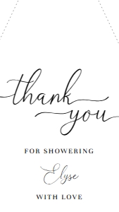 QSC-WHT-6-B1685 - QUINN SCRIPT - WHITE - THANK YOU FAVOUR TAG - 8cm x 4.5cm: QSC-WHT-10-B1686 - QUINN SCRIPT - WHITE - BRIDAL SHOWER GAMES BUNDLE
