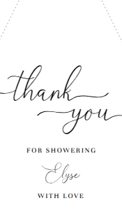QSC-WHT-6-B1685 - QUINN SCRIPT - WHITE - THANK YOU FAVOUR TAG - 1.75" x 3": QSC-WHT-10-B1686 - QUINN SCRIPT - WHITE - BRIDAL SHOWER GAMES BUNDLE