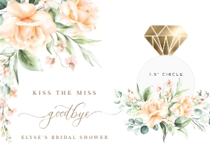 PPM-PEA-6-B1688 - PEMBERLEY PUMPKIN - PEACH - KISS THE MISS GOODBYE FAVOUR CARD - 5.5" x 4": PPM-PEA-6-B1688 - PEMBERLEY PUMPKIN - PEACH - KISS THE MISS GOODBYE FAVOUR CARD
