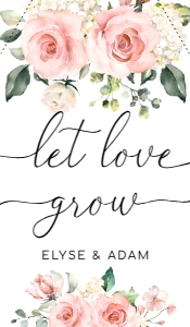 DAR-PNK-6-B1336 - DARCY FLORAL - PINK - LET LOVE GROW FAVOUR TAG - 1.75" x 3": DAR-PNK-6-B1336 - DARCY FLORAL - PINK - LET LOVE GROW FAVOUR TAG
