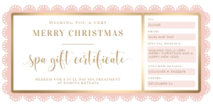 FSC-PNK-1-B1705 - FANCY SCALLOP - PINK GOLD - CHRISTMAS GIFT CERTIFICATE - 4" x 8": FSC-PNK-1-B1705 - FANCY SCALLOP - PINK GOLD - CHRISTMAS GIFT CERTIFICATE