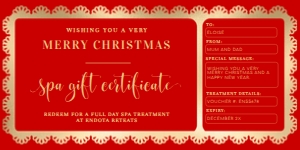 FSC-RED-1-B1705 - FANCY SCALLOP - RED GOLD - CHRISTMAS GIFT CERTIFICATE - 4" x 8": FSC-RED-1-B1705 - FANCY SCALLOP - RED GOLD - CHRISTMAS GIFT CERTIFICATE