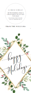 MER-WHT-6-B1712 - MERRIMENT CHRISTMAS - WHITE - HAPPY HOLIDAYS WINE BOTTLE TAG - 3" x 9": MER-WHT-6-B1712 - MERRIMENT CHRISTMAS - WHITE - HAPPY HOLIDAYS WINE BOTTLE TAG