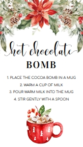 NUT-WHT-6-B1714 - NUTMEG NOEL - WHITE - CHRISTMAS CHOCOLATE BOMB TAG - 8cm x 4.5cm: NUT-WHT-6-B1714 - NUTMEG NOEL - WHITE - CHRISTMAS CHOCOLATE BOMB TAG