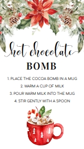 NUT-WHT-6-B1714 - NUTMEG NOEL - WHITE - CHRISTMAS CHOCOLATE BOMB TAG - 3.5" x 2": NUT-WHT-6-B1714 - NUTMEG NOEL - WHITE - CHRISTMAS CHOCOLATE BOMB TAG