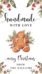 NUT-WHT-6-B1715 - NUTMEG NOEL - WHITE - CHRISTMAS MADE WITH LOVE TAG - 4.5cm x 8cm: NUT-WHT-6-B1715 - NUTMEG NOEL - WHITE - CHRISTMAS MADE WITH LOVE TAG