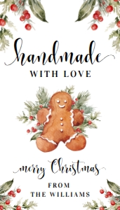 NUT-WHT-6-B1715 - NUTMEG NOEL - WHITE - CHRISTMAS MADE WITH LOVE TAG - 2" x 3.5": NUT-WHT-6-B1715 - NUTMEG NOEL - WHITE - CHRISTMAS MADE WITH LOVE TAG