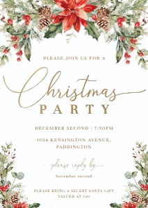 NUT-WHT-1-B1717 - NUTMEG NOEL - WHITE - CHRISTMAS PARTY INVITATION - A6: NUT-WHT-1-B1717 - NUTMEG NOEL - WHITE - CHRISTMAS PARTY INVITATION