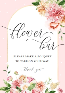 QIN-PNK-7-B1728 - QUINN FLORAL - PINK - FLOWER BAR SIGN - A4: QIN-PNK-7-B1728 - QUINN FLORAL - PINK - FLOWER BAR SIGN