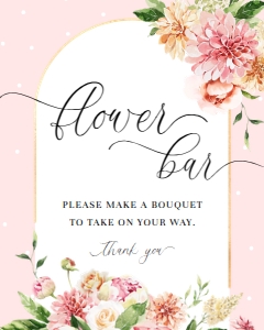QIN-PNK-7-B1728 - QUINN FLORAL - PINK - FLOWER BAR SIGN - 8" x 10": QIN-PNK-7-B1728 - QUINN FLORAL - PINK - FLOWER BAR SIGN
