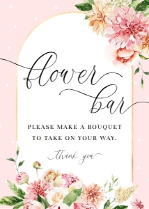 QIN-PNK-7-B1728 - QUINN FLORAL - PINK - FLOWER BAR SIGN - 5" x 7": QIN-PNK-7-B1728 - QUINN FLORAL - PINK - FLOWER BAR SIGN